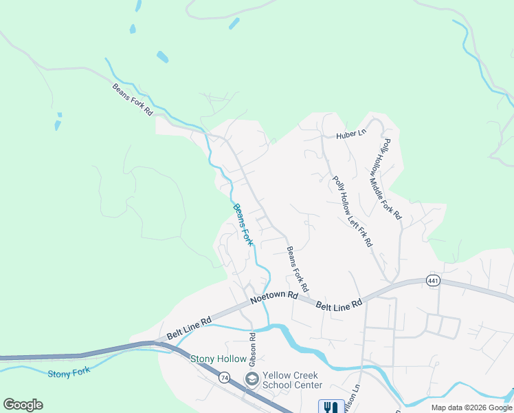 map of restaurants, bars, coffee shops, grocery stores, and more near 416 Beans Fork Road in Middlesboro
