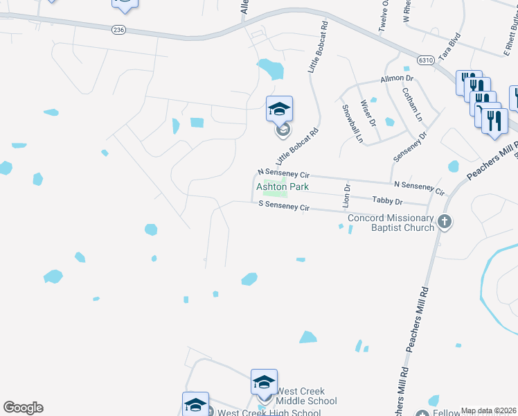map of restaurants, bars, coffee shops, grocery stores, and more near 3282 South Senseney Circle in Clarksville