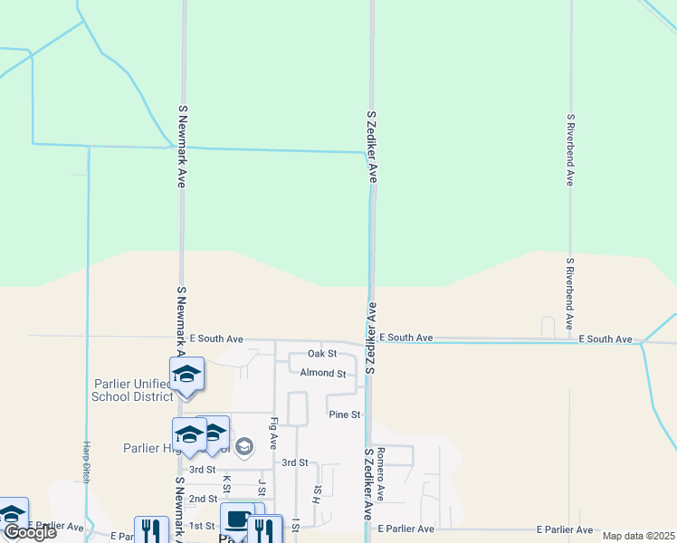 map of restaurants, bars, coffee shops, grocery stores, and more near in Parlier