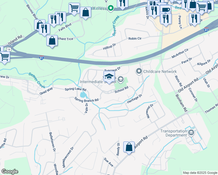map of restaurants, bars, coffee shops, grocery stores, and more near 200 Spring Hill Terrace in Bristol