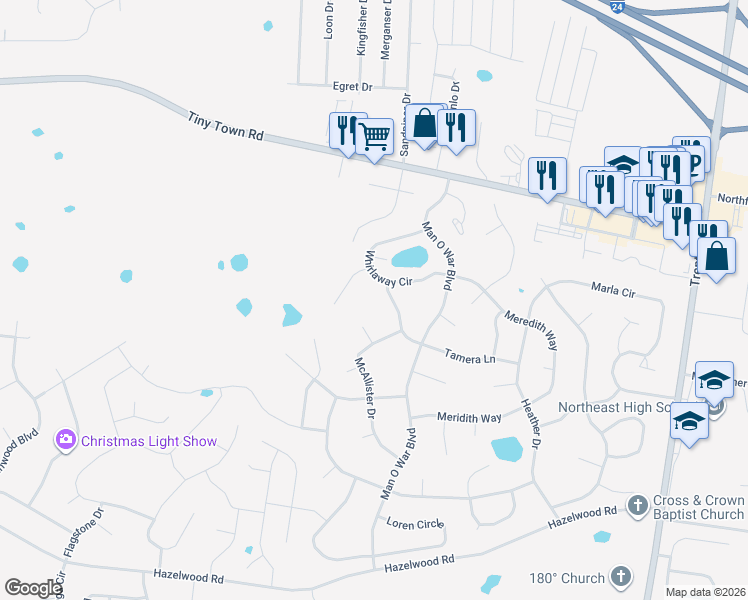 map of restaurants, bars, coffee shops, grocery stores, and more near 3848 Cannondale Drive in Clarksville