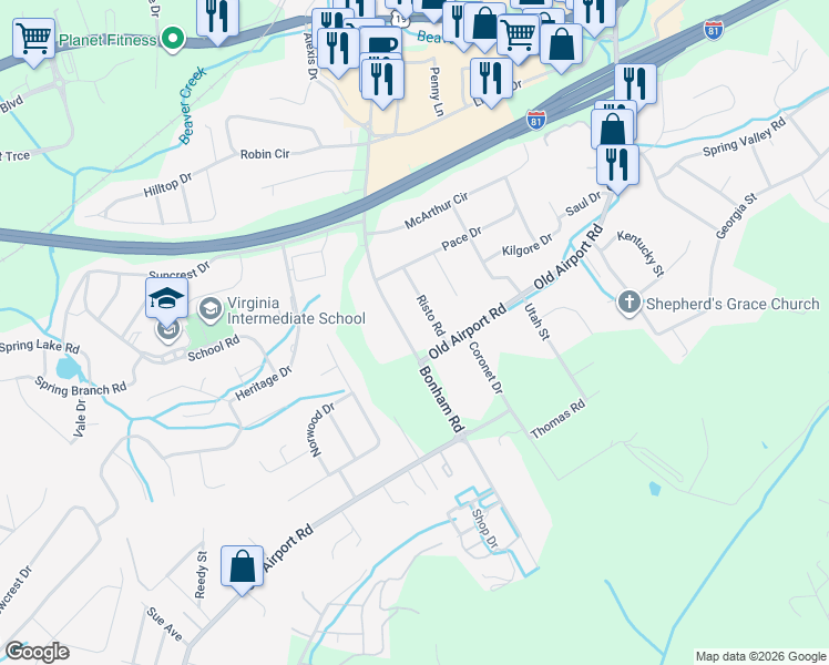 map of restaurants, bars, coffee shops, grocery stores, and more near 345 Bonham Road in Bristol