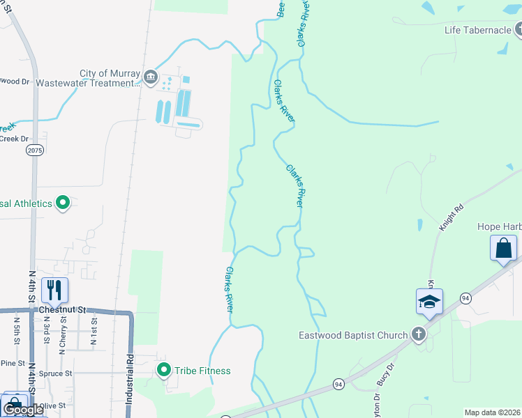 map of restaurants, bars, coffee shops, grocery stores, and more near 1 C C Lowry Drive in Murray