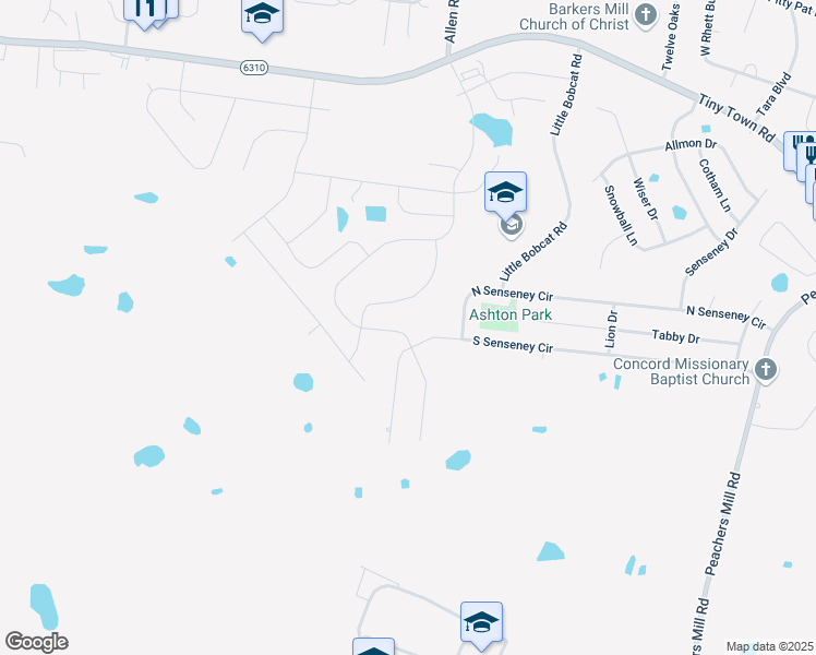map of restaurants, bars, coffee shops, grocery stores, and more near 2505 Rafiki Drive in Clarksville