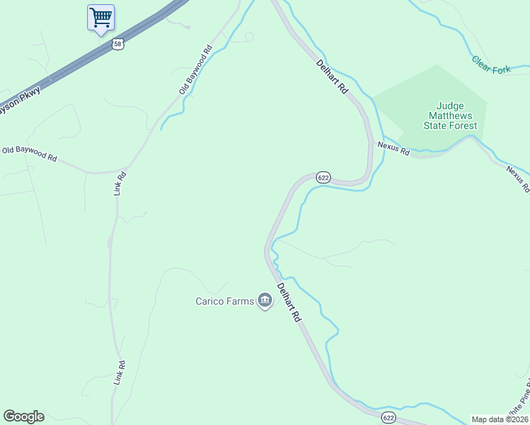 map of restaurants, bars, coffee shops, grocery stores, and more near 1348 Delhart Road in Galax