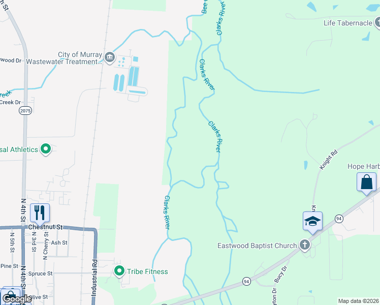 map of restaurants, bars, coffee shops, grocery stores, and more near 1 C C Lowry Drive in Murray