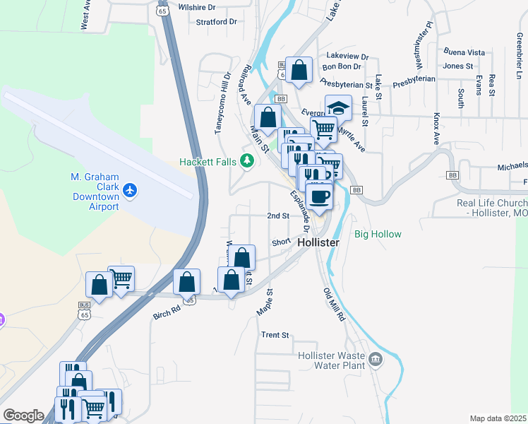 map of restaurants, bars, coffee shops, grocery stores, and more near 258 2nd Street in Hollister