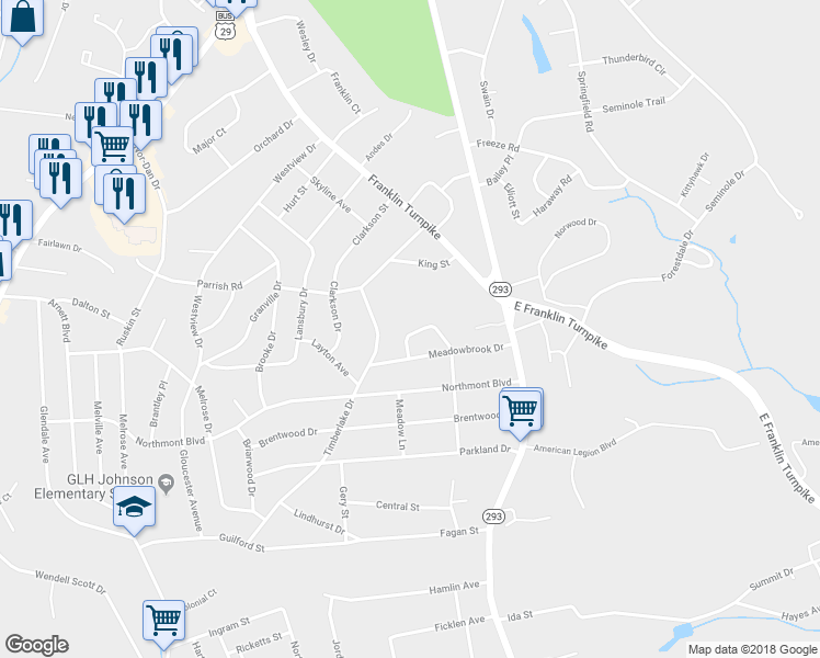 map of restaurants, bars, coffee shops, grocery stores, and more near 146 Bernard Court in Danville
