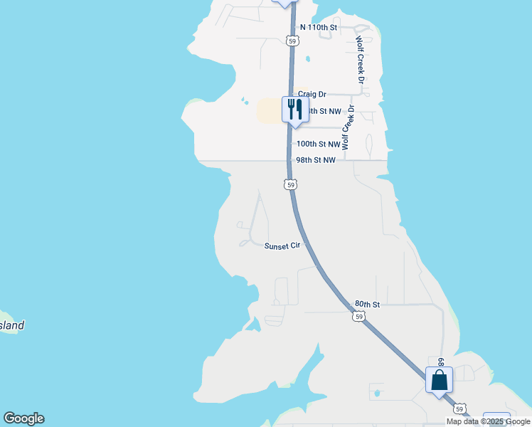 map of restaurants, bars, coffee shops, grocery stores, and more near 8520 Cedar Oaks Drive in Grove