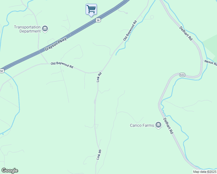 map of restaurants, bars, coffee shops, grocery stores, and more near 171 Link Road in Galax