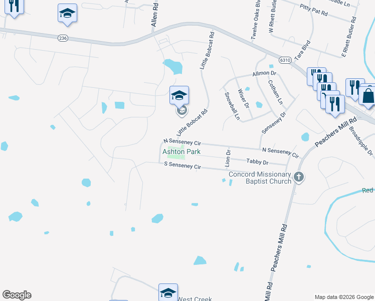map of restaurants, bars, coffee shops, grocery stores, and more near 3275 South Senseney Circle in Clarksville