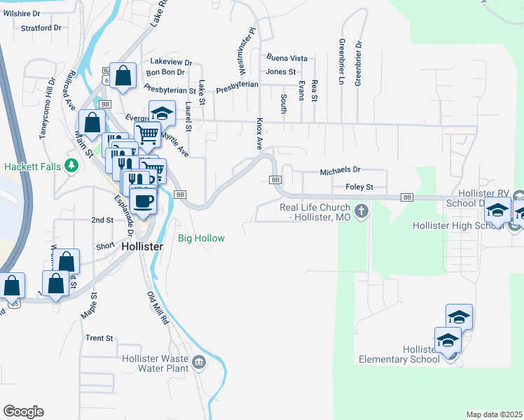 map of restaurants, bars, coffee shops, grocery stores, and more near 267 Major Road in Hollister