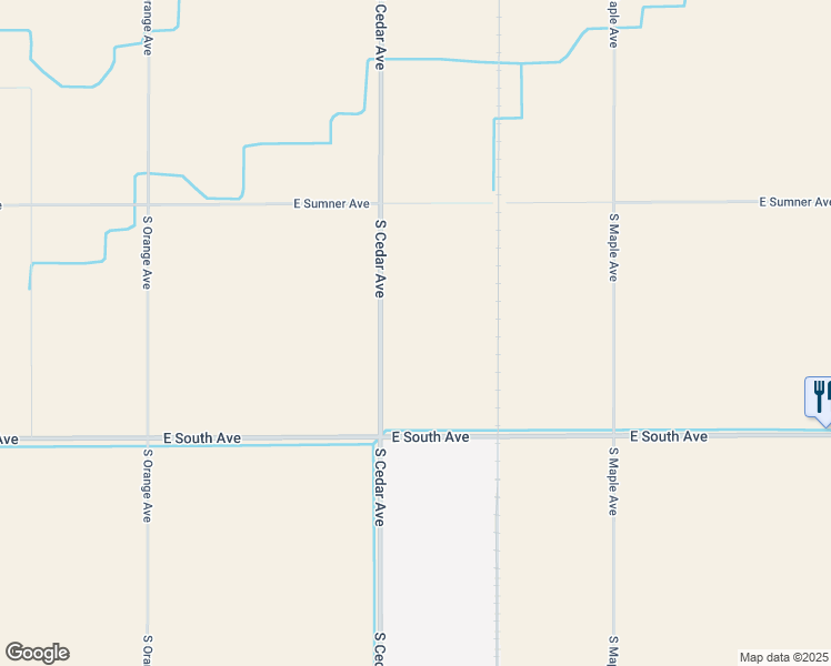 map of restaurants, bars, coffee shops, grocery stores, and more near 7802 South Cedar Avenue in Fresno