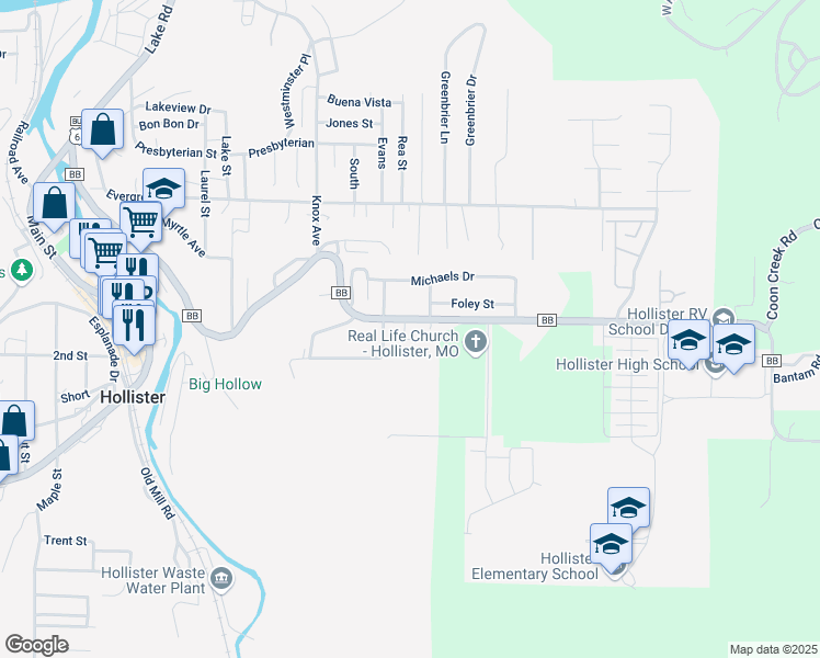 map of restaurants, bars, coffee shops, grocery stores, and more near Jane Street in Hollister