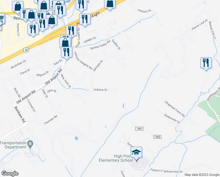 map of restaurants, bars, coffee shops, grocery stores, and more near 44 Indiana Street in Bristol