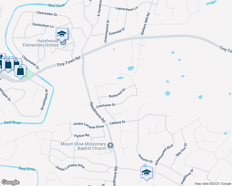 map of restaurants, bars, coffee shops, grocery stores, and more near 1754 Brittney Court in Clarksville