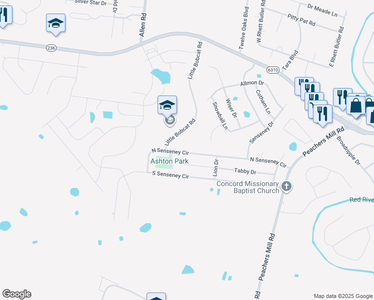 map of restaurants, bars, coffee shops, grocery stores, and more near 3259 North Senseney Circle in Clarksville