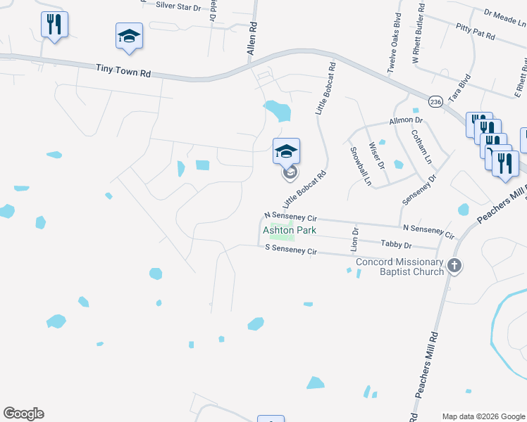 map of restaurants, bars, coffee shops, grocery stores, and more near 3281 North Senseney Circle in Clarksville