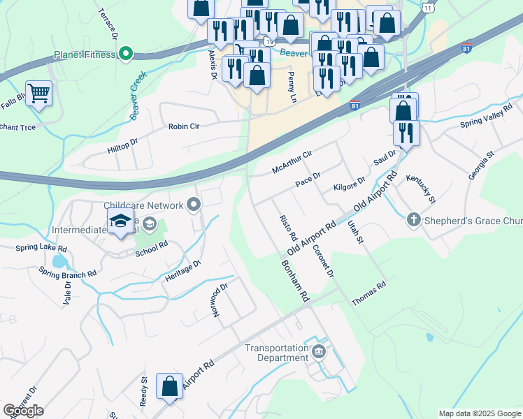 map of restaurants, bars, coffee shops, grocery stores, and more near 307 Bonham Road in Bristol