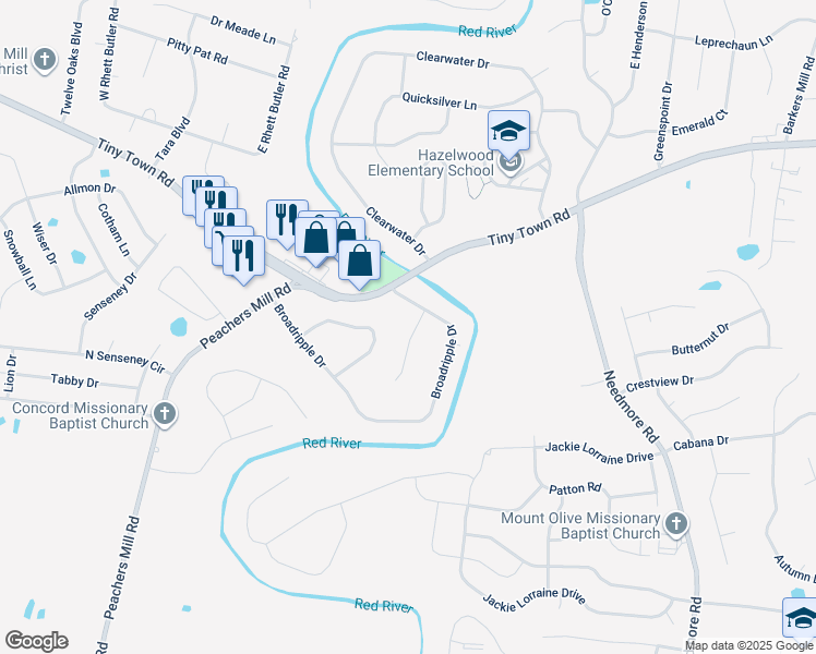 map of restaurants, bars, coffee shops, grocery stores, and more near 2686 Blue Willow Court in Clarksville
