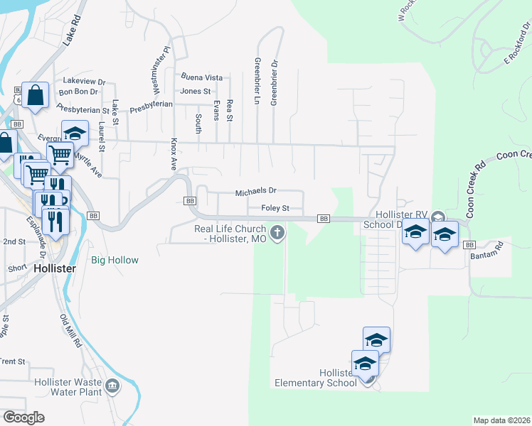 map of restaurants, bars, coffee shops, grocery stores, and more near 154 Foley St in Hollister