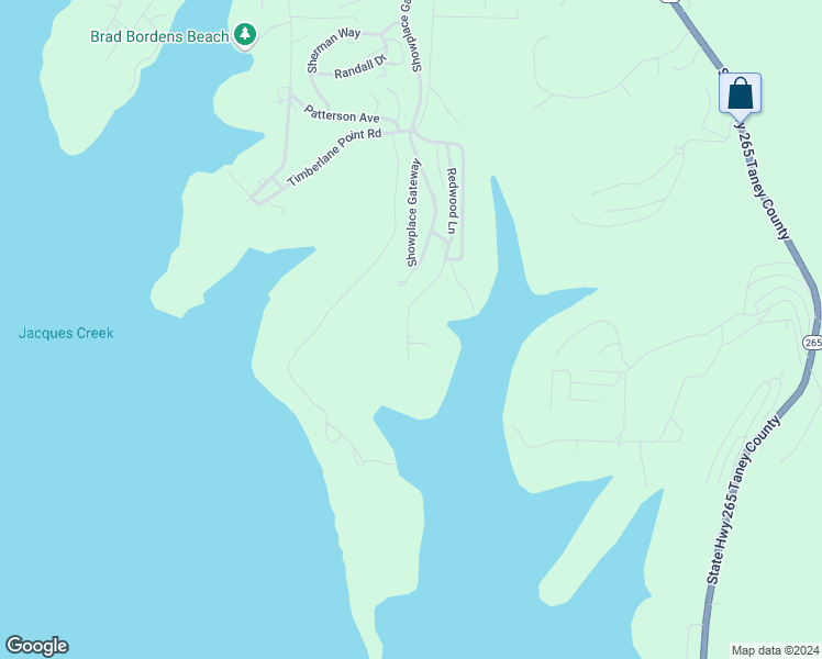 map of restaurants, bars, coffee shops, grocery stores, and more near 440 Redwood Lane in Branson