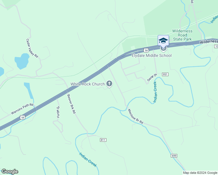 map of restaurants, bars, coffee shops, grocery stores, and more near South R 950 in Lee County