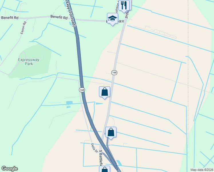 map of restaurants, bars, coffee shops, grocery stores, and more near 105 Hickory Ridge Road in Chesapeake