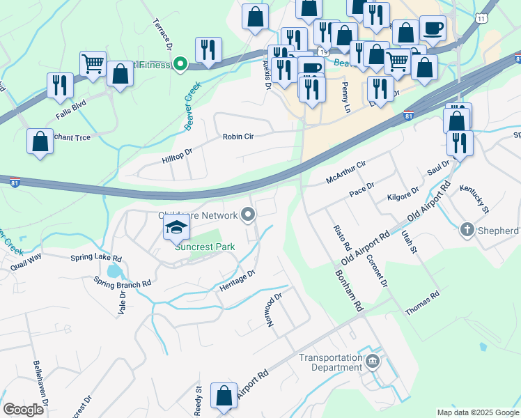 map of restaurants, bars, coffee shops, grocery stores, and more near 2 Heritage Drive in Bristol