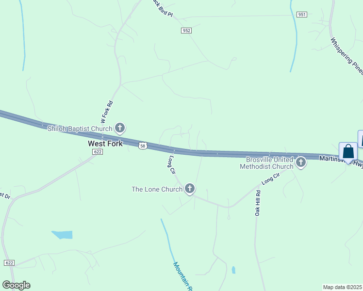 map of restaurants, bars, coffee shops, grocery stores, and more near 13312 Martinsville Highway in Cascade