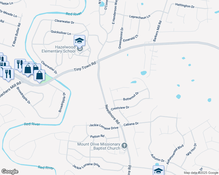 map of restaurants, bars, coffee shops, grocery stores, and more near 1999 Bridgewater Drive in Clarksville