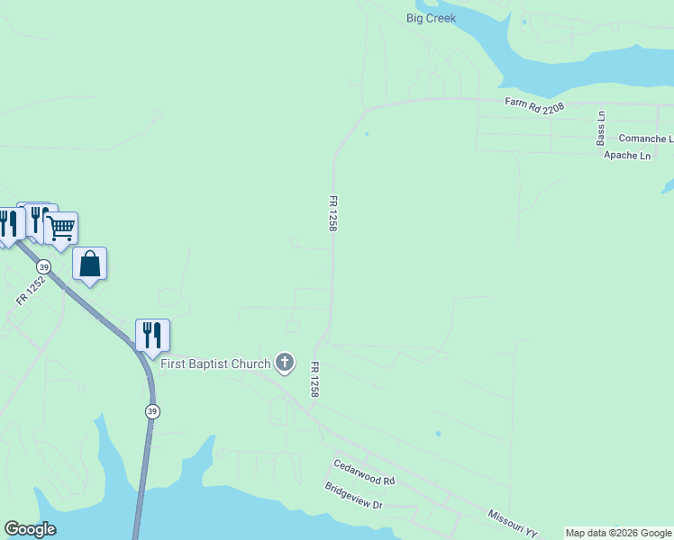 map of restaurants, bars, coffee shops, grocery stores, and more near 25980 Mountain View Parkway in Shell Knob