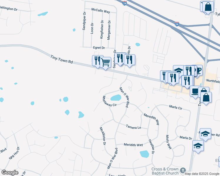 map of restaurants, bars, coffee shops, grocery stores, and more near 3862 Jockey Drive in Clarksville