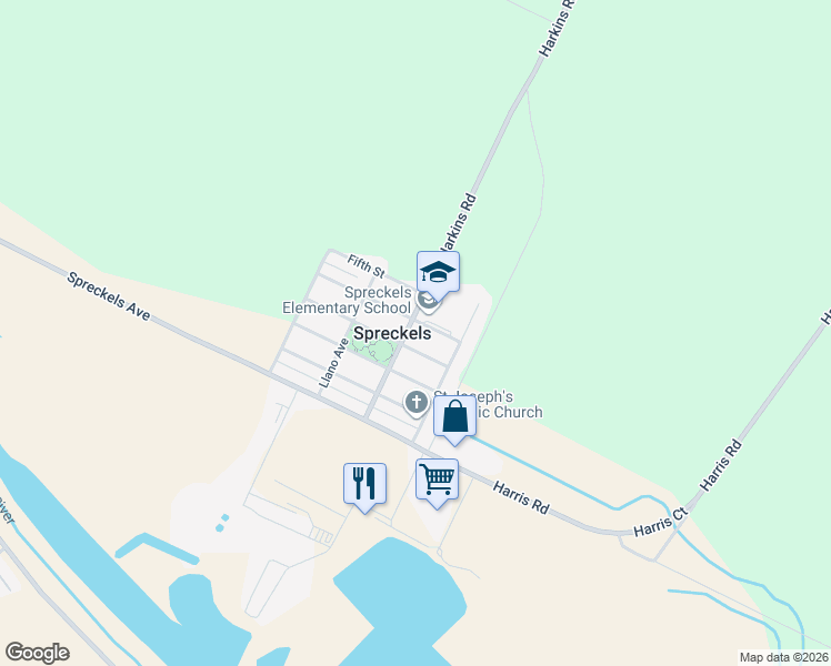 map of restaurants, bars, coffee shops, grocery stores, and more near 90 Hatton Avenue in Spreckels