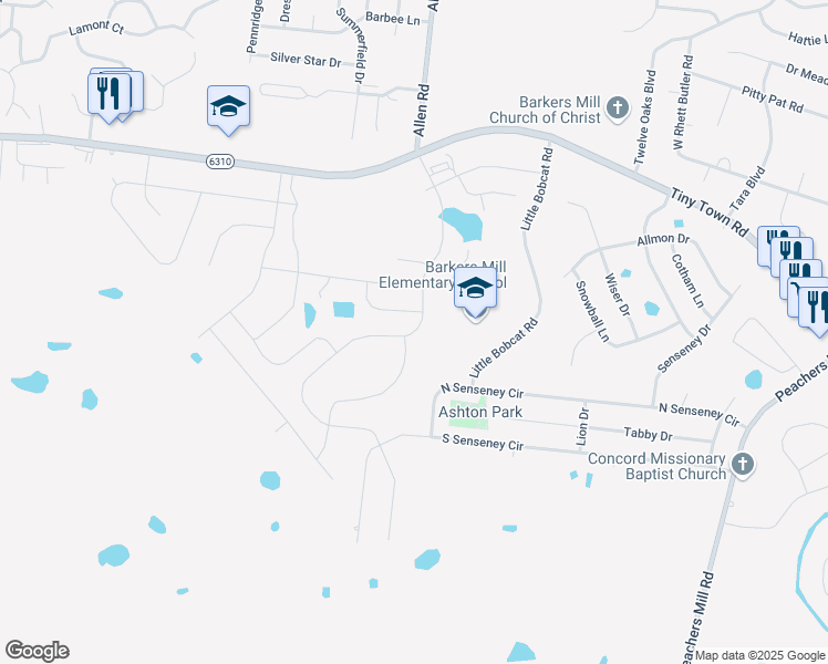 map of restaurants, bars, coffee shops, grocery stores, and more near 1230 Little Bobcat Road in Clarksville