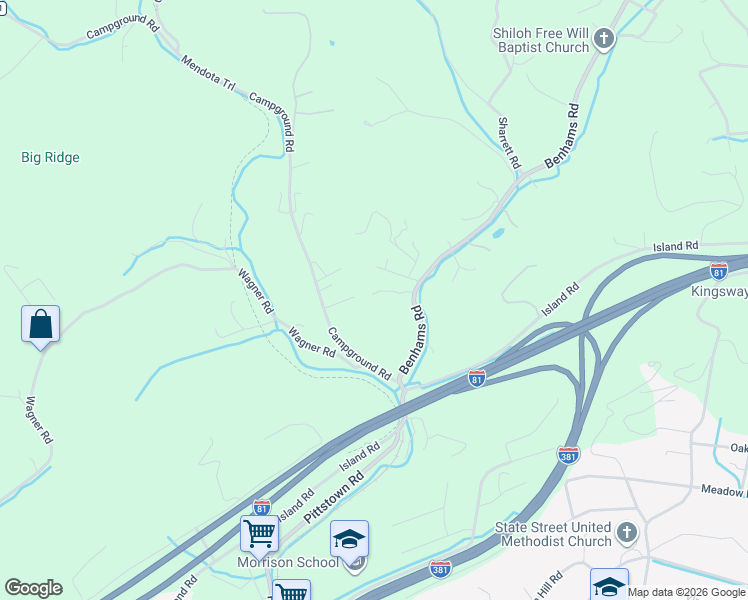 map of restaurants, bars, coffee shops, grocery stores, and more near 9224 Claymore Drive in Bristol