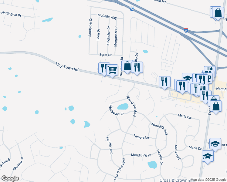 map of restaurants, bars, coffee shops, grocery stores, and more near 3862 Jockey Drive in Clarksville