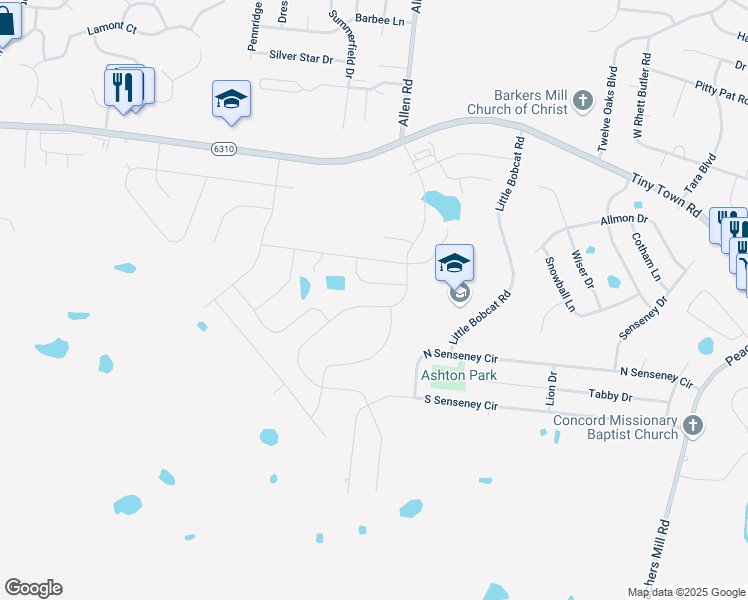 map of restaurants, bars, coffee shops, grocery stores, and more near 1230 Little Bobcat Road in Clarksville