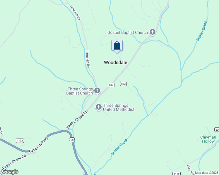 map of restaurants, bars, coffee shops, grocery stores, and more near 7058 Reedy Creek Road in Bristol