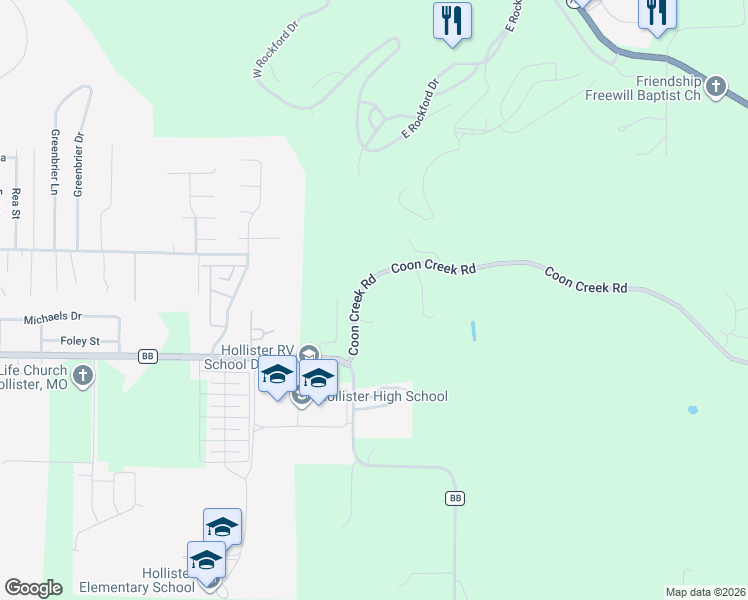 map of restaurants, bars, coffee shops, grocery stores, and more near 238 Coon Creek Road in Hollister
