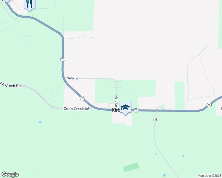 map of restaurants, bars, coffee shops, grocery stores, and more near 109 Banjo Drive in Kirbyville