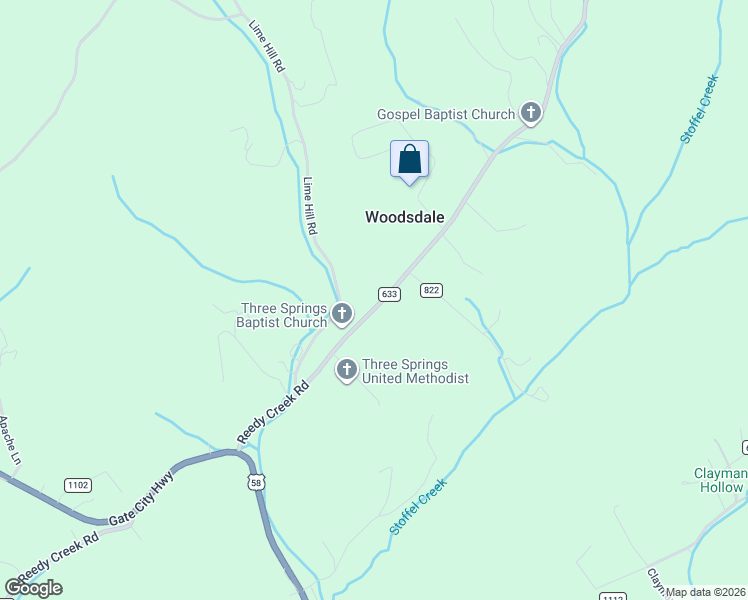 map of restaurants, bars, coffee shops, grocery stores, and more near 7058-7076 Reedy Creek Road in Bristol