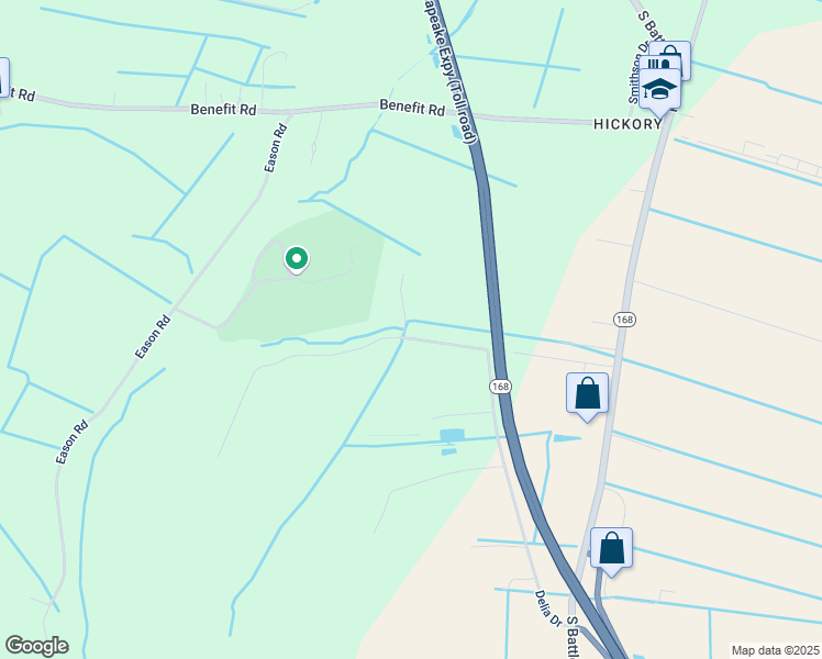 map of restaurants, bars, coffee shops, grocery stores, and more near 328 Hickory Woods Court in Chesapeake