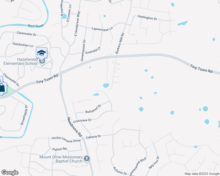 map of restaurants, bars, coffee shops, grocery stores, and more near 3244 Tower Drive in Clarksville
