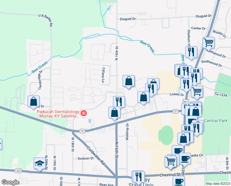 map of restaurants, bars, coffee shops, grocery stores, and more near 1217 North 16th Street in Murray
