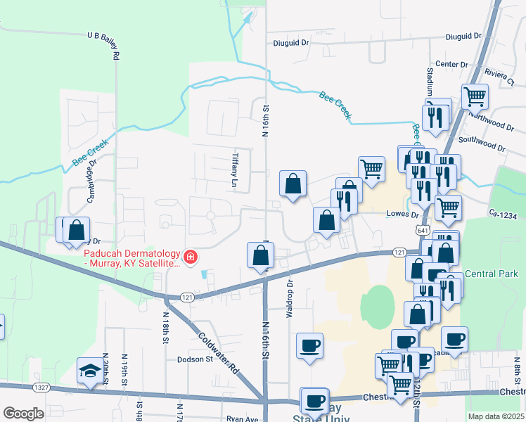 map of restaurants, bars, coffee shops, grocery stores, and more near 1213 North 16th Street in Murray