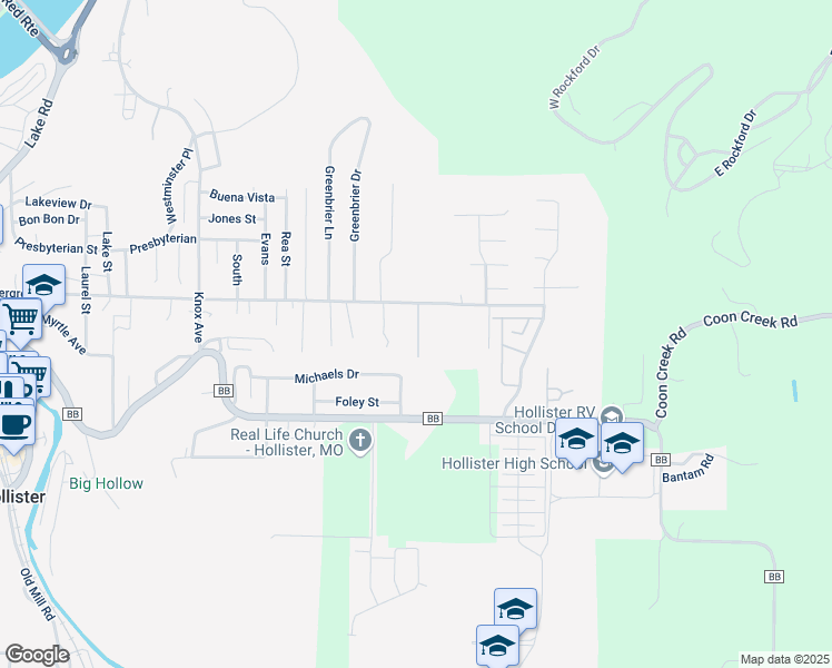 map of restaurants, bars, coffee shops, grocery stores, and more near 421 Michaels Drive in Hollister