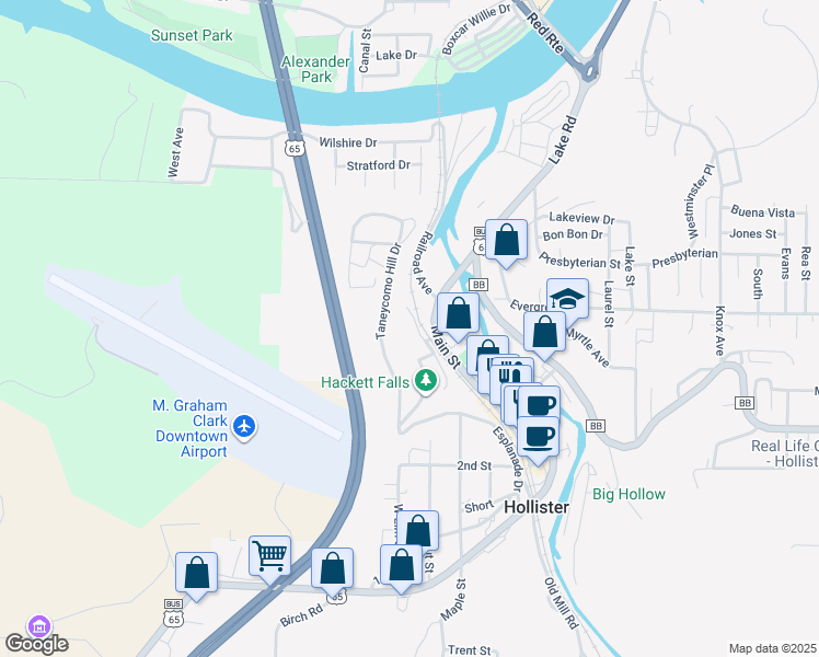 map of restaurants, bars, coffee shops, grocery stores, and more near 172 North Esplanade in Hollister