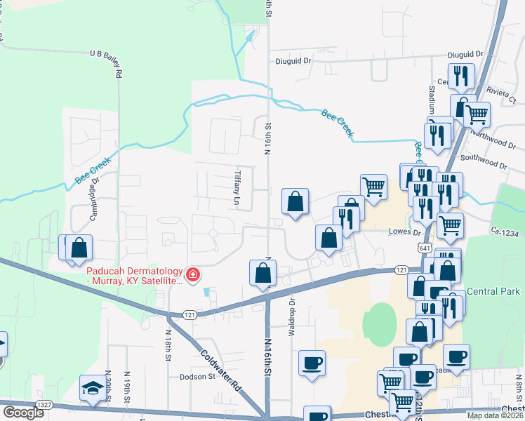 map of restaurants, bars, coffee shops, grocery stores, and more near 1303 North 16th Street in Murray