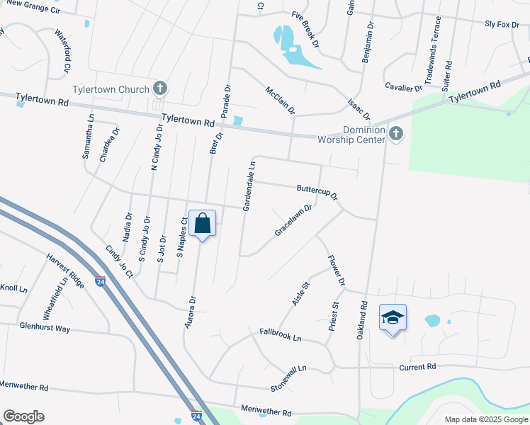 map of restaurants, bars, coffee shops, grocery stores, and more near 3782 Angel Court in Clarksville